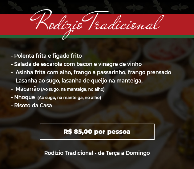 Cardápio para viagem do Restaurante Veneza